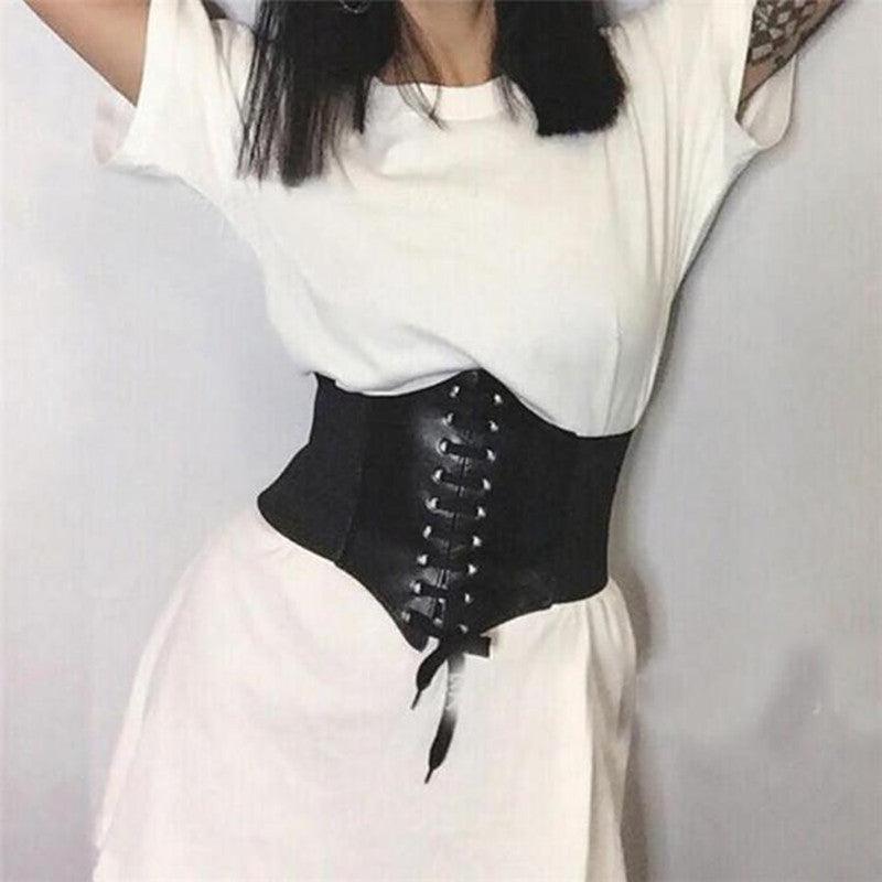 Women's Elastic Corset Skinny Leather Belt