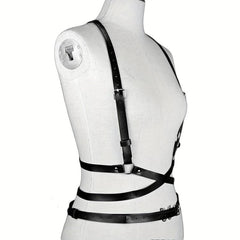 Cross Hollow Chest Harness Belt for Women PU Leather Gothic Corset