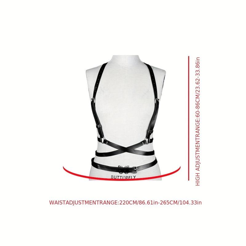 Cross Hollow Chest Harness Belt for Women PU Leather Gothic Corset