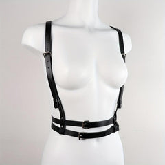 Double Layer Chest Harness Belt Punk PU Leather Waistband Gothic Corse