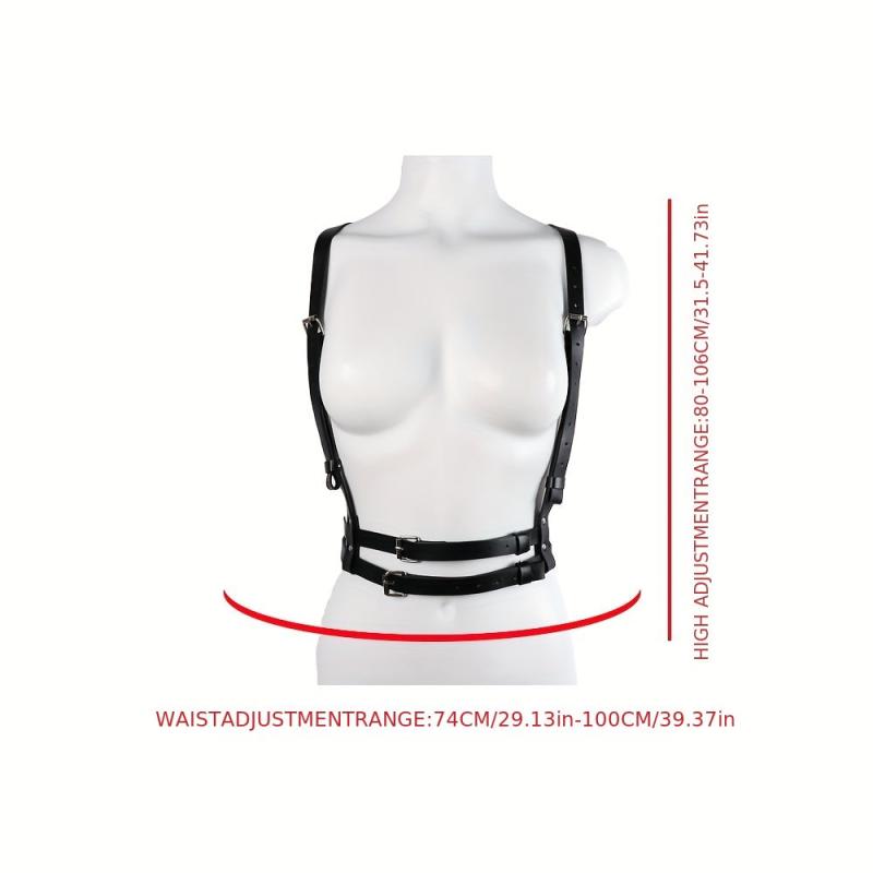 Double Layer Chest Harness Belt Punk PU Leather Waistband Gothic Corse