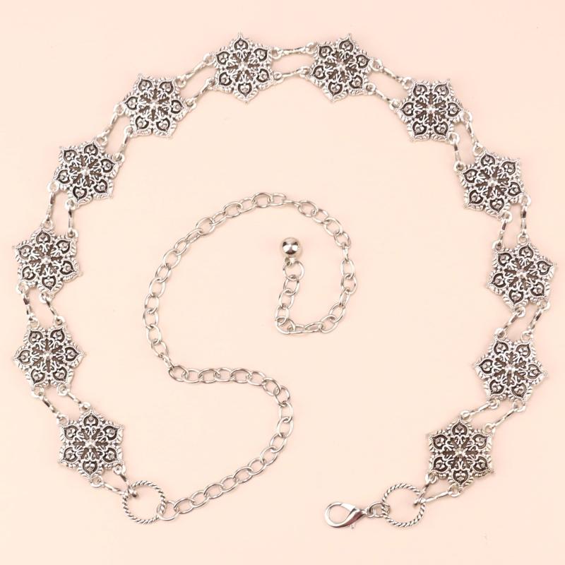 Geometric Flower Waist Chain Vintage Hollow Out Chain Belt