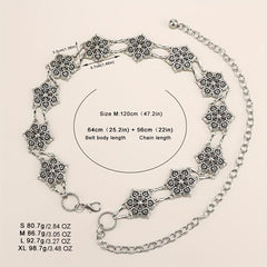 Geometric Flower Waist Chain Vintage Hollow Out Chain Belt