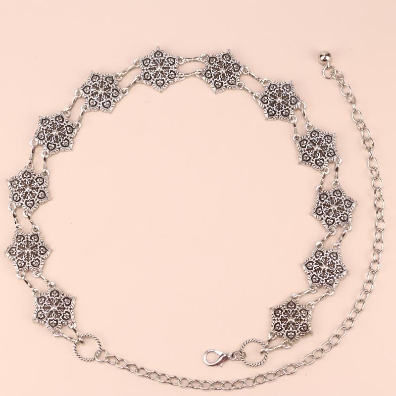 Geometric Flower Waist Chain Vintage Hollow Out Chain Belt