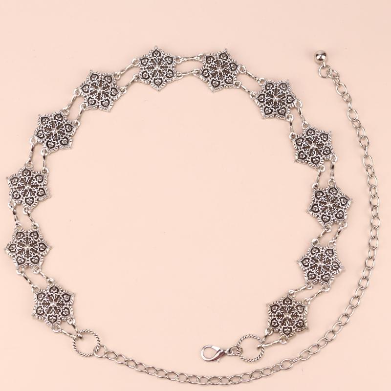 Geometric Flower Waist Chain Vintage Hollow Out Chain Belt