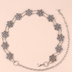 Geometric Flower Waist Chain Vintage Hollow Out Chain Belt