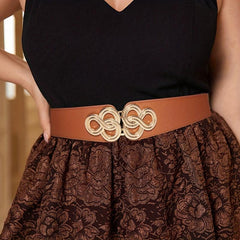 Elastic Wide Belt Chinese Knot Golden Buckle Body Belt Dress Girdle