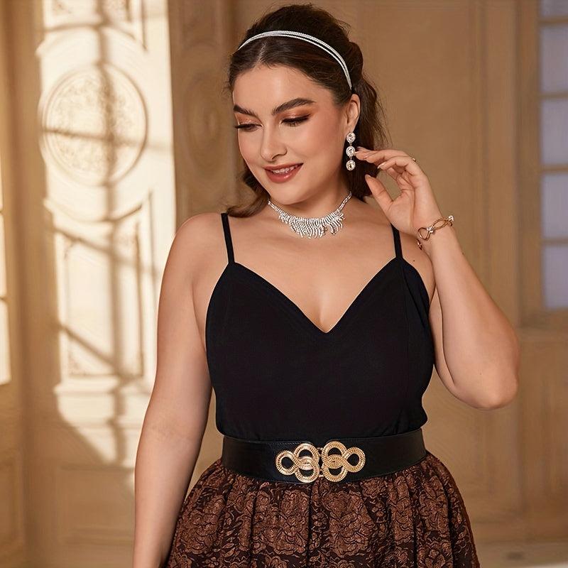  Elastic Wide Belt Chinese Knot Golden Buckle Body Belt Dress Girdle