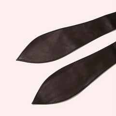 Solid Bowknot Wide Belt PU Leather Vintage Girdle Women Waistband