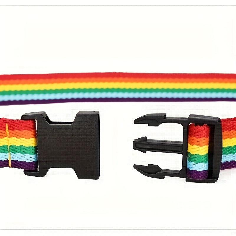 Rainbow Striped Canvas Belt Double Ring Buckle Y2K Jeans Pants Belt
