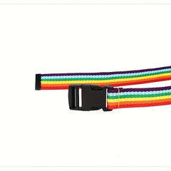 Rainbow Striped Canvas Belt Double Ring Buckle Y2K Jeans Pants Belt