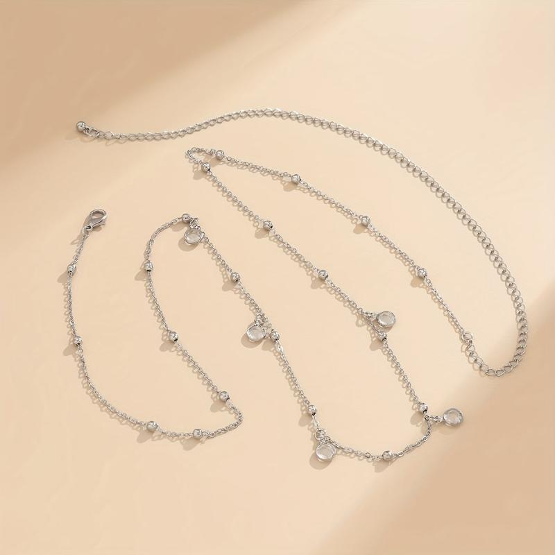 Golden Boho Belly Chains Rhinestone Pendant Tassel Body Chain