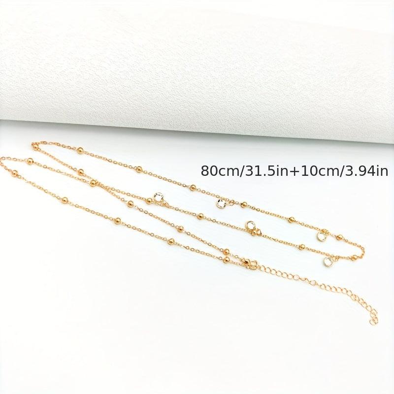 Golden Boho Belly Chains Rhinestone Pendant Tassel Body Chain