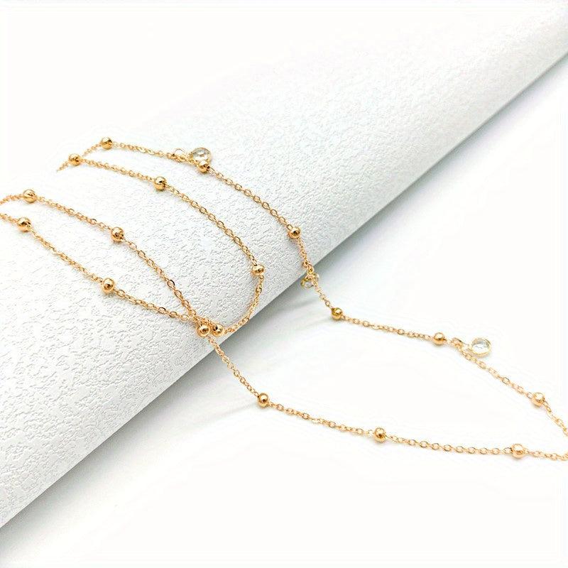 Golden Boho Belly Chains Rhinestone Pendant Tassel Body Chain