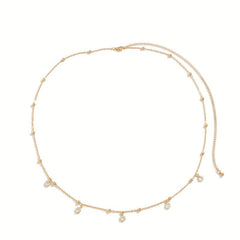 Golden Boho Belly Chains Rhinestone Pendant Tassel Body Chain