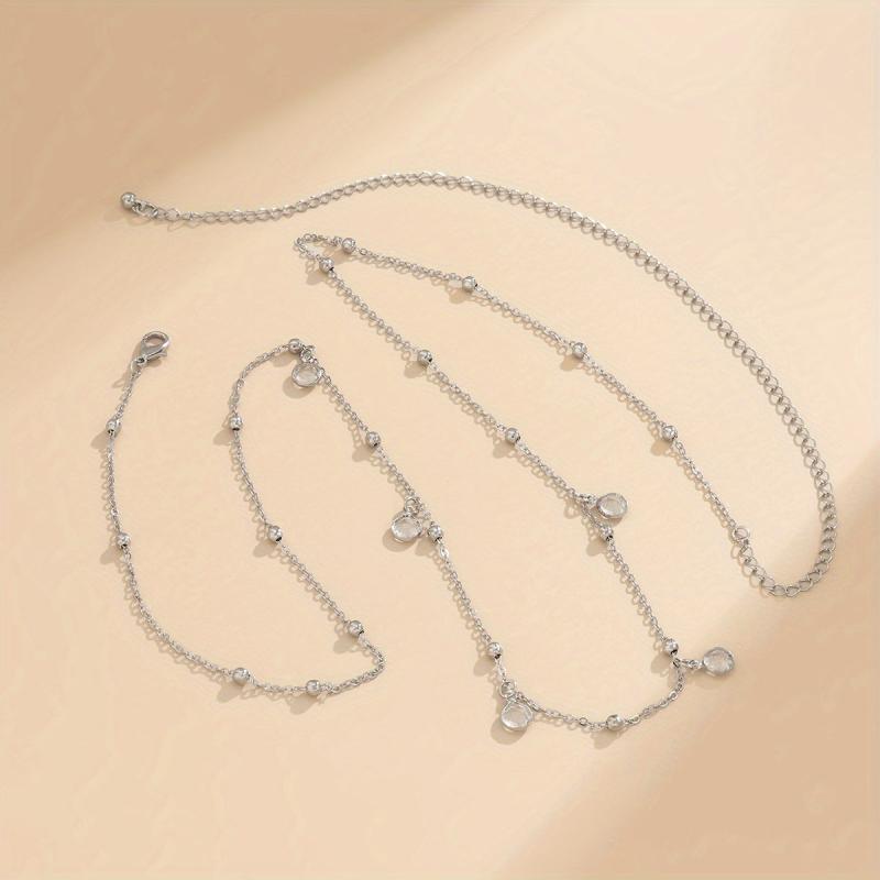 Golden Boho Belly Chains Rhinestone Pendant Tassel Body Chain
