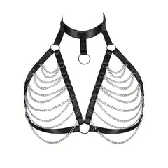 Elastic Harness Bra Women Punk Fringe Metal Cage Harness Gothic Chain Belt
