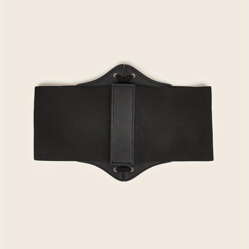 Gothic Lace Up Wide PU Belt Punk Bowknot Elastic Corset Waspie Belt