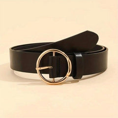 Golden Round Pin Buckle Belt Casual Vintage PU Leather Belts Pants Jeans Belt