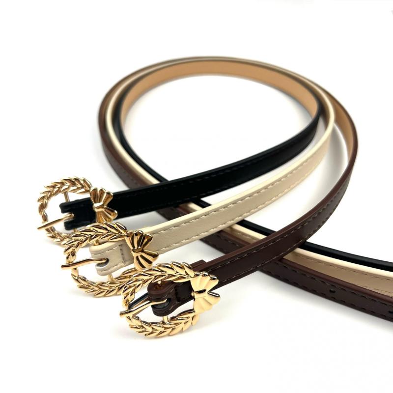 Leaf Bow Buckle Belt PU Jeans Pants Girdle Women