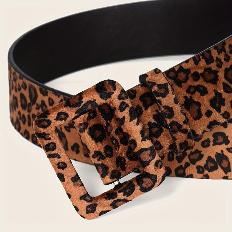 Leopard Print Belt Faux Leather Wide Waistband for Women