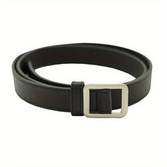 Non Porous Solid Square Buckle PU Leather Belt For Women Men