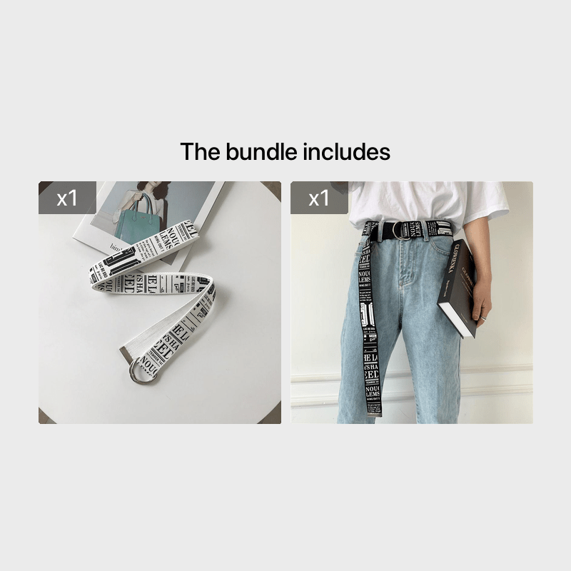 Canvas Denim Double Buckle Belt Women Long Trouser Belt