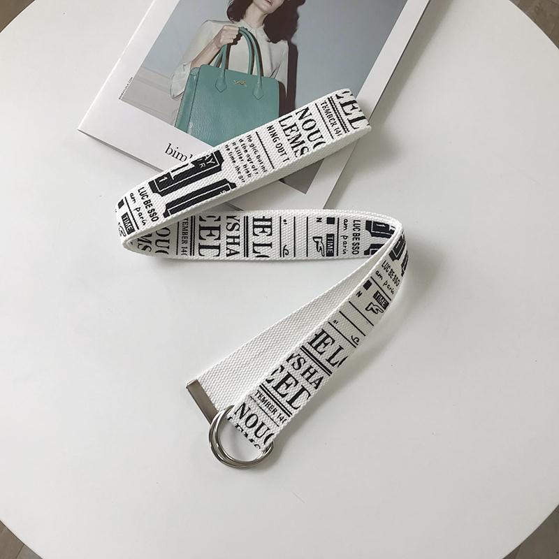 Canvas Denim Double Buckle Belt Women Long Trouser Belt