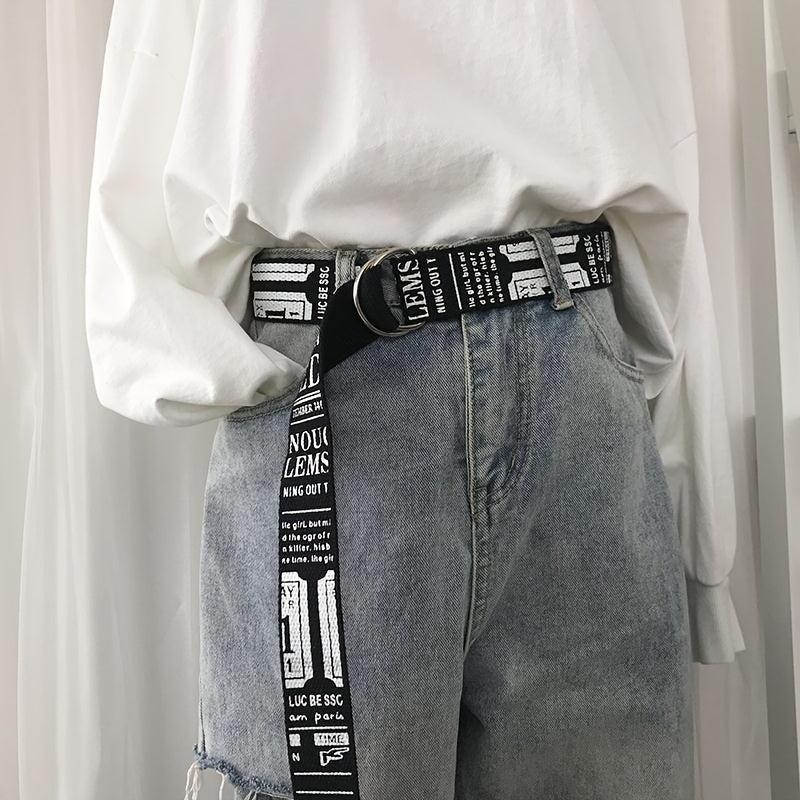 Canvas Denim Double Buckle Belt Women Long Trouser Belt