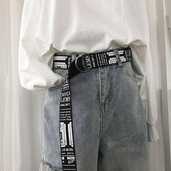 Canvas Denim Double Buckle Belt Women Long Trouser Belt