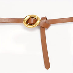 Women's Leather Thin Belt Vintage Knotted Girdle