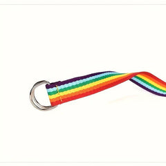 Canvas Rainbow Double D Ring Belt Long Waistband for Couple