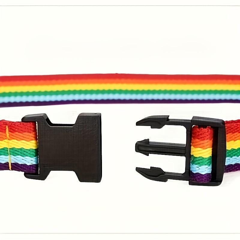 Canvas Rainbow Double D Ring Belt Long Waistband for Couple