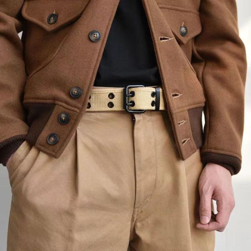 Canvas Belt Hole Square Buckle Punch Pants Belt Punk Eyelet Belt