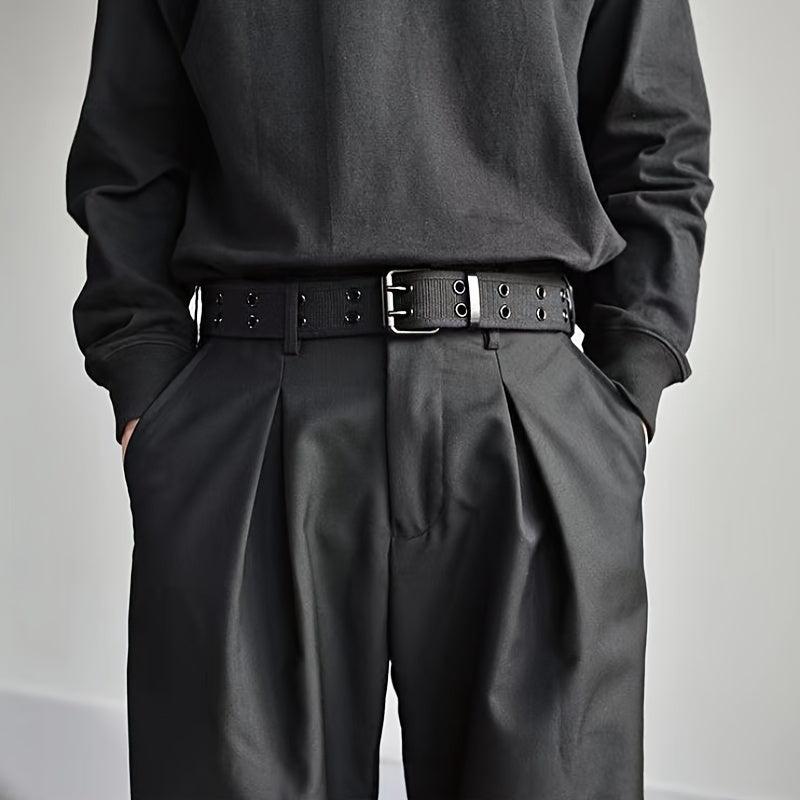 Canvas Belt Hole Square Buckle Punch Pants Belt Punk Eyelet Belt