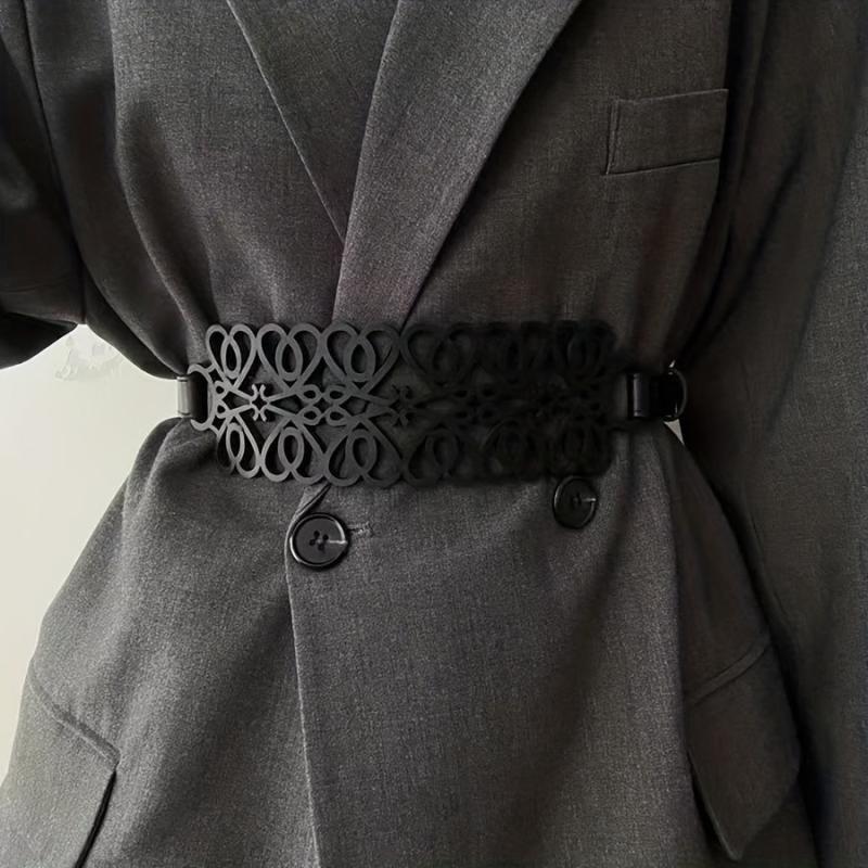 Vintage Hollow Out PU Belt Wide Waist Belt Girdle For Women