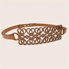 Vintage Hollow Out PU Belt Wide Waist Belt Girdle For Women
