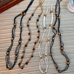 Vintage Braided Beaded Sash Belt Bohemian Waist Chain Bowknot Waistband
