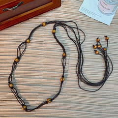 Vintage Braided Beaded Sash Belt Bohemian Waist Chain Bowknot Waistband