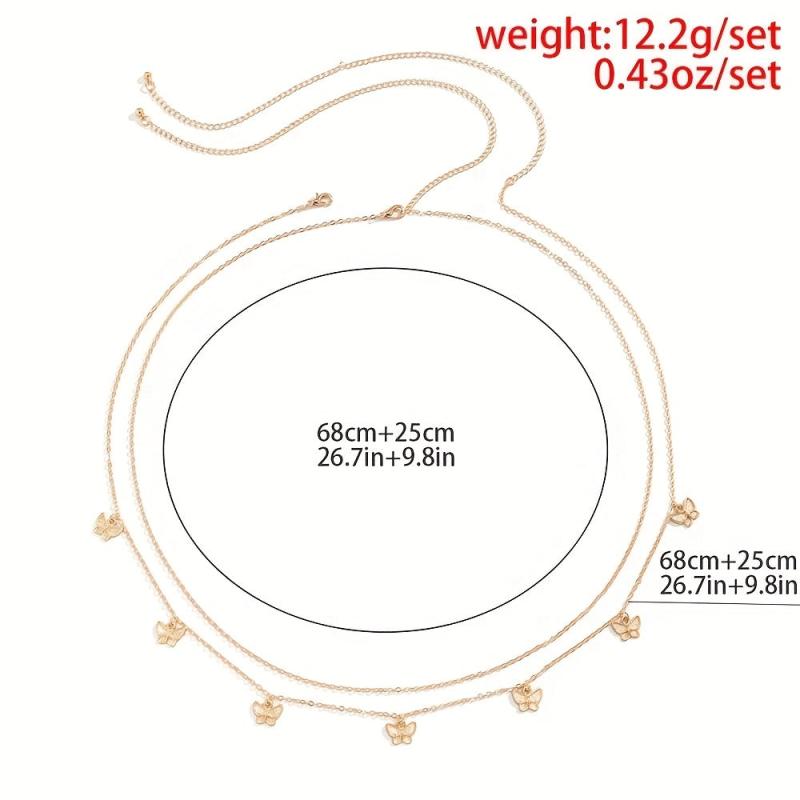 Double Layer Waist Chain Butterfly Pendant Metal Belly Chain Women