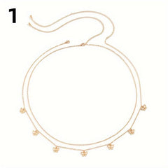 Double Layer Waist Chain Butterfly Pendant Metal Belly Chain Women