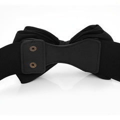 Wide Elastic Bowknot Waist Belt Band Snap Buckle Belt