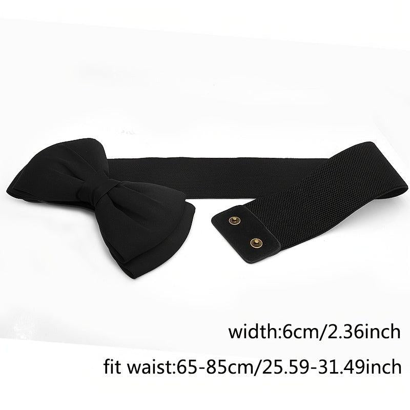 Wide Elastic Bowknot Waist Belt Band Snap Buckle Belt