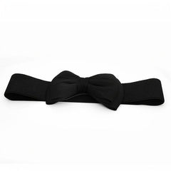 Wide Elastic Bowknot Waist Belt Band Snap Buckle Belt