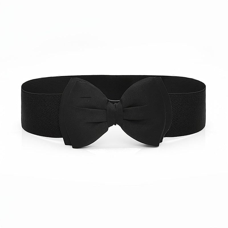 Wide Elastic Bowknot Waist Belt Band Snap Buckle Belt