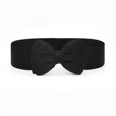 Wide Elastic Bowknot Waist Belt Band Snap Buckle Belt