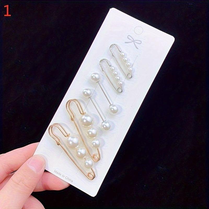 Faux Pearl Brooch Pins Set for Women Clothing Decoration