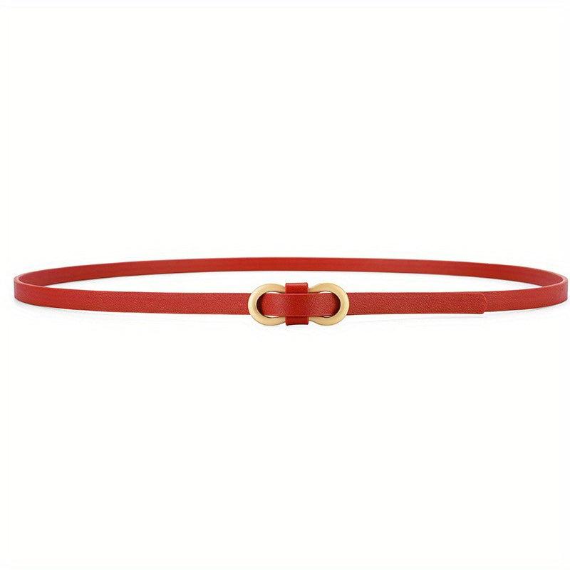 8 Shape Buckle Thin Belt Candy PU Waistband Women