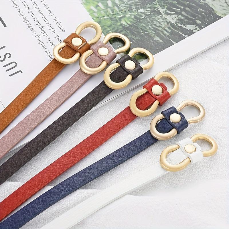 8 Shape Buckle Thin Belt Candy PU Waistband Women