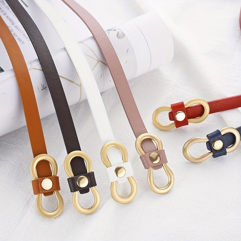 8 Shape Buckle Thin Belt Candy PU Waistband Women